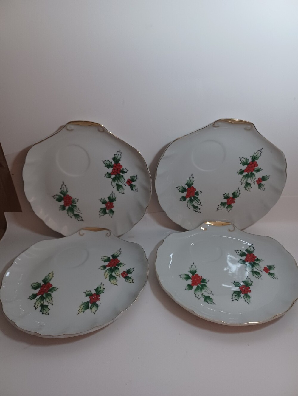 Relco Made In Japan 1950s Christmas Snack Plates Set Of 4